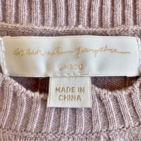 Spiritual Gangster Hudson Pointelle Crewneck Sweater Rose Pink Wool Blend Large - Picture 6 of 8
